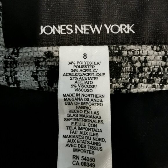 Jones New York Collarless Single Button Paisley Blazer in Black & Grey - Sz 8 - Picture 5 of 7